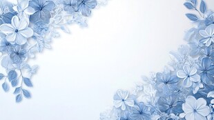 蓝调花卉边框背景图
