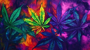 五彩斑斓的大麻叶艺术图像