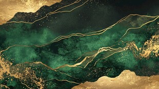 墨绿金纹抽象山水背景图