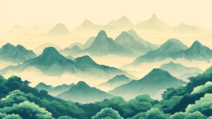 青山翠谷间的缥缈云雾