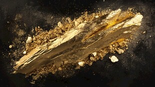 金黄矿石标本特写