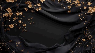 黑金花卉绸布优雅背景图