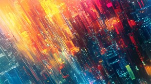 炫彩数字城市抽象艺术图景