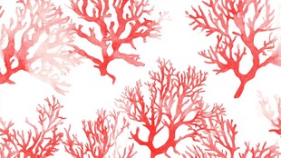 珊瑚水彩图案 梦幻海洋风