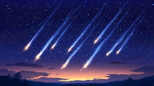 夜空中绚烂的流星雨景观