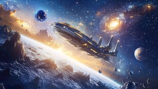 星际飞船遨游浩瀚宇宙
