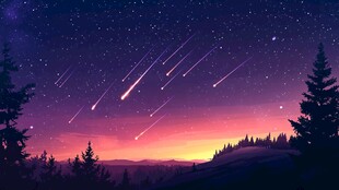 夜幕流星下的静谧山林