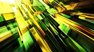 动感黄绿几何线条抽象图