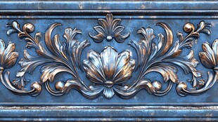 古典蓝色金属雕花装饰
