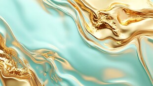 流动金蓝液体艺术背景图