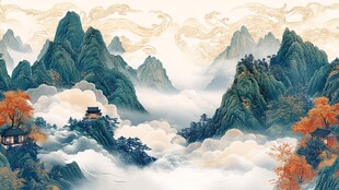 中式山水意境图