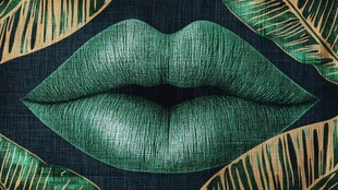 绿唇与叶的奇幻艺术画面