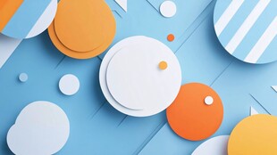 蓝底多彩圆形几何图案背景