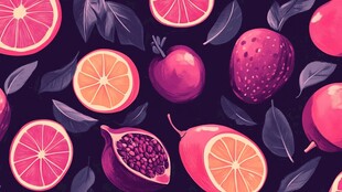 梦幻紫色系水果图案背景