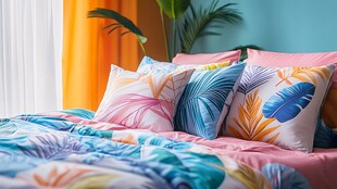 多彩热带风床上用品展示