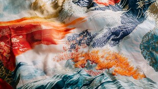 国风印染布料纹理展示