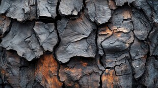 烧焦树皮纹理特写