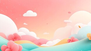 梦幻粉蓝渐变天空云朵风景