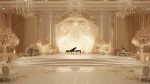 奢华梦幻的室内钢琴演奏空间