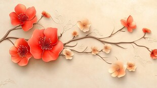 立体桃花装饰画艺术美感