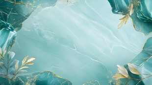 蓝绿金质感花卉纹理背景