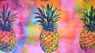 多彩菠萝印花布料