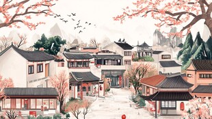 江南春日古村落风光