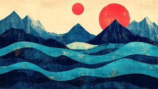 山海夕照 梦幻艺术风景