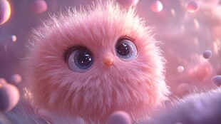 可爱粉毛萌宠大眼瞬间