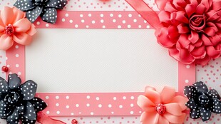 粉色波点花卉装饰空白框架