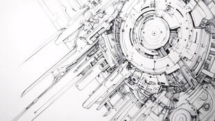 机械结构线条艺术图