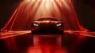 红色光影下的炫酷跑车