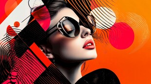 时尚墨镜女郎艺术风插画