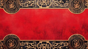 中式红底金边传统装饰图