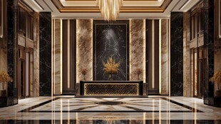 豪华大理石酒店大堂空间