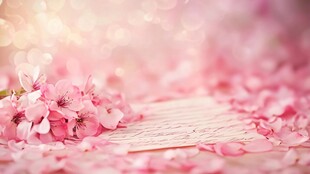 粉色樱花下的浪漫信纸