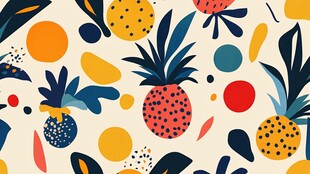 热带水果抽象图案插画