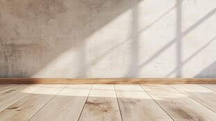 空房间木地板与光影墙面