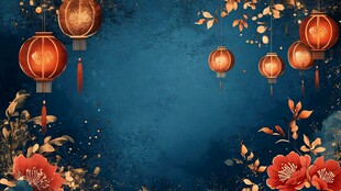 中式花灯花卉喜庆背景图