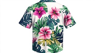 热带花卉印花短袖衬衫