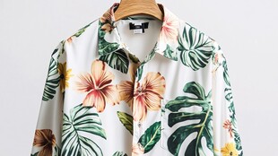 热带花卉印花时尚衬衫