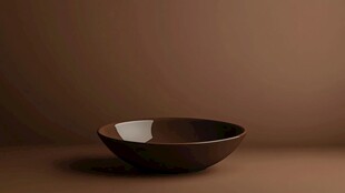深棕简约陶碗静物特写