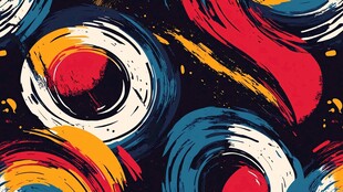 抽象多彩笔触圆形图案