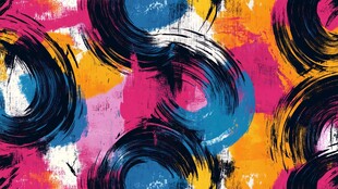 炫彩笔触圆圈抽象图案