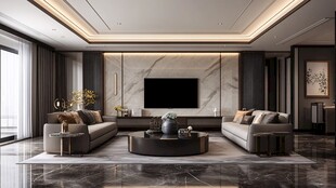 现代简约风豪华客厅空间