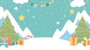 冬日雪景圣诞欢乐场景