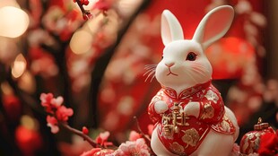 可爱玉兔迎新春贺佳节