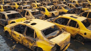 废旧出租车堆积成壮观景象