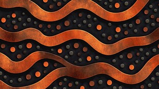 橙色波点波浪纹理背景图