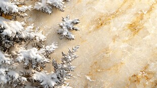 雪覆松枝配大理石纹理